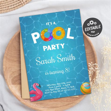 etsy pool party invitations|super cool pool party invitations.